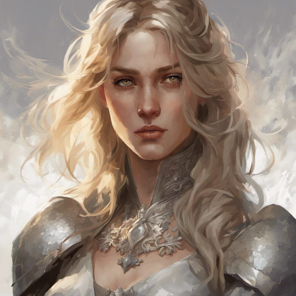 Silver-Eyed Cleric: Detailed Portrait in Digital Art Style