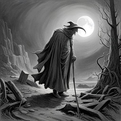 Eerie Horror Scene in Gustave Doré Style