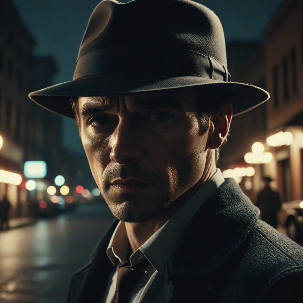 Suspicious Figure in a Film Noir Scene