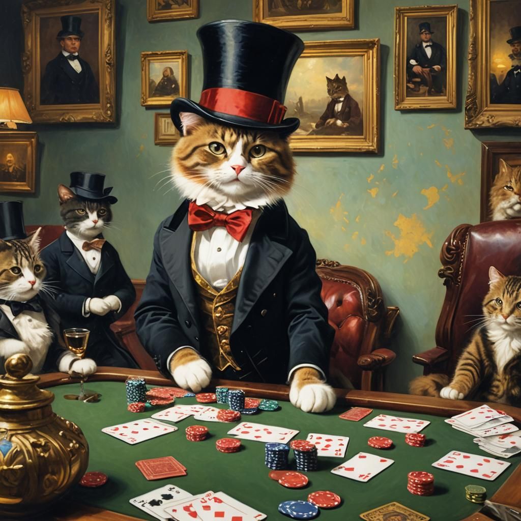 Victorian Cat Gambler in a London Casino