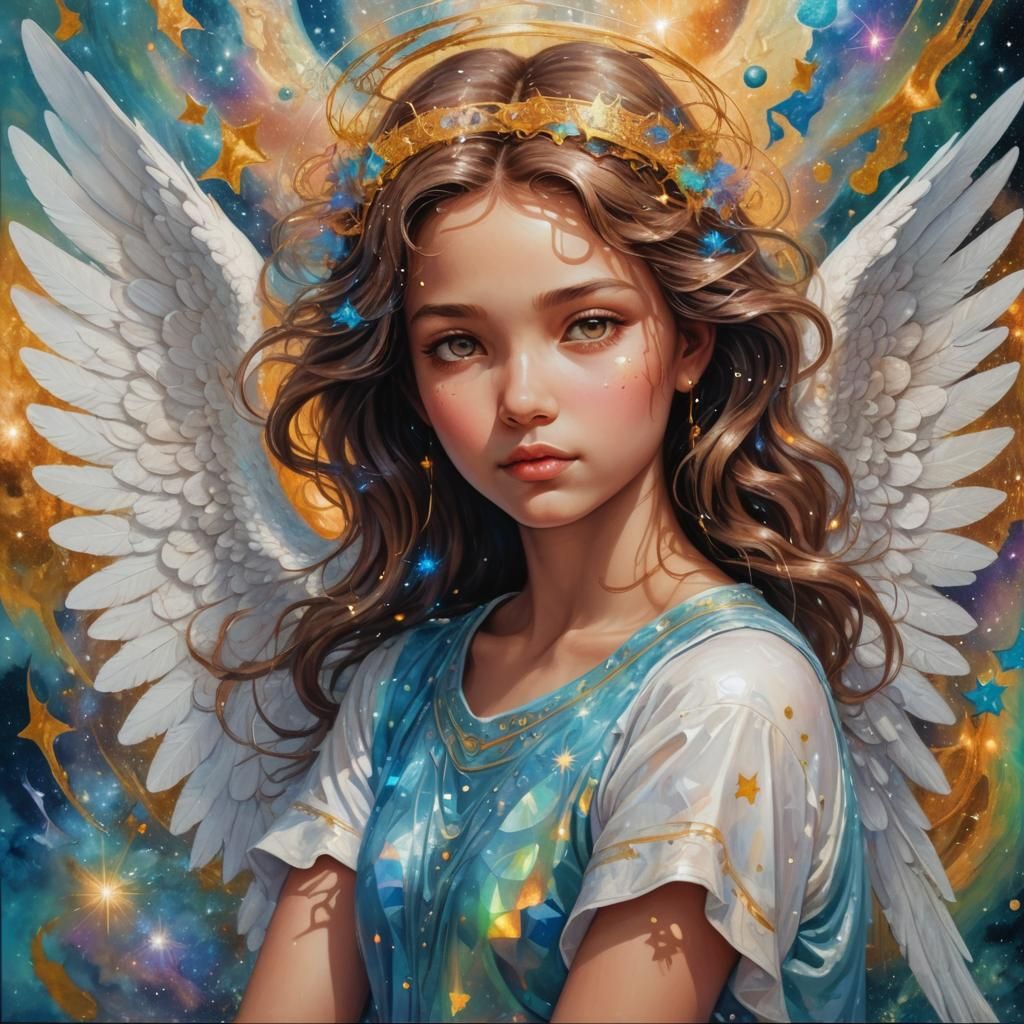 Holographic Angel Hidy in Astral Cosmic Illustration