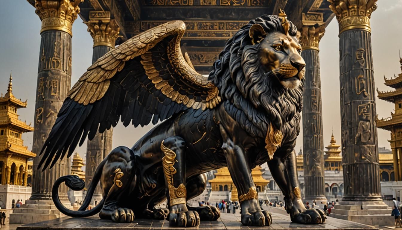 Winged Lion Guardian of Egyptian Temple