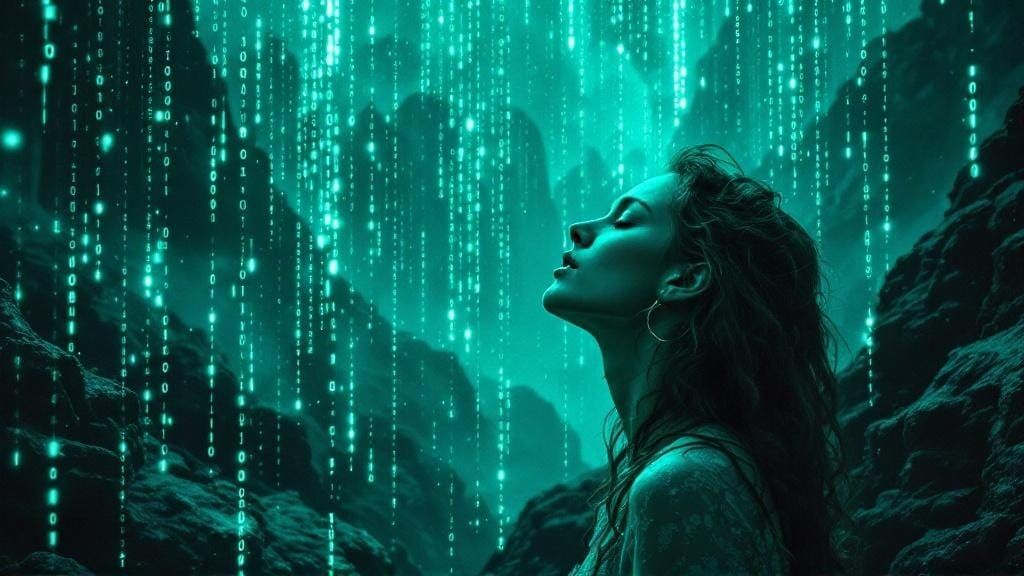Cyberpunk Matrix Code Rain: Digital Veil