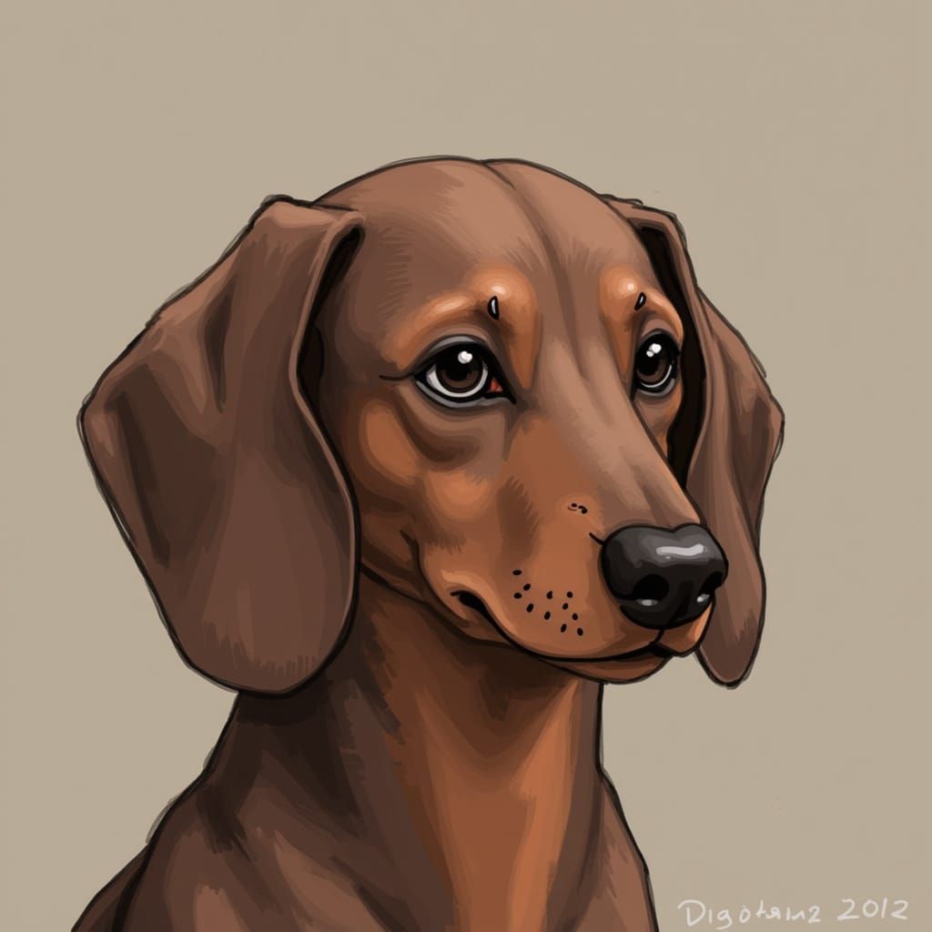 Dachshund in Sepia Ink-Punk Style