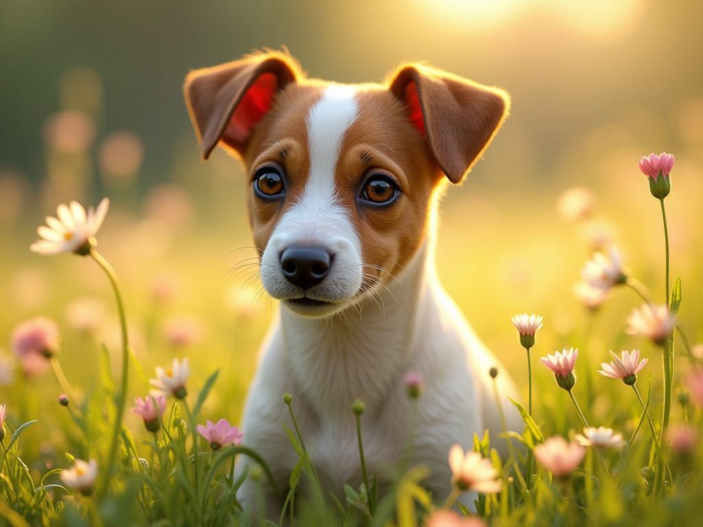 Jack Russell Terrier in a Vibrant Spring Landscape