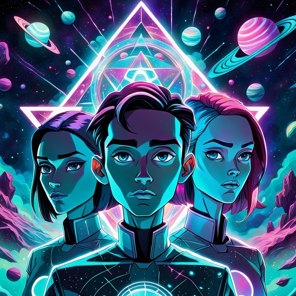 Futuristic High School in Space, Holographic Illustration