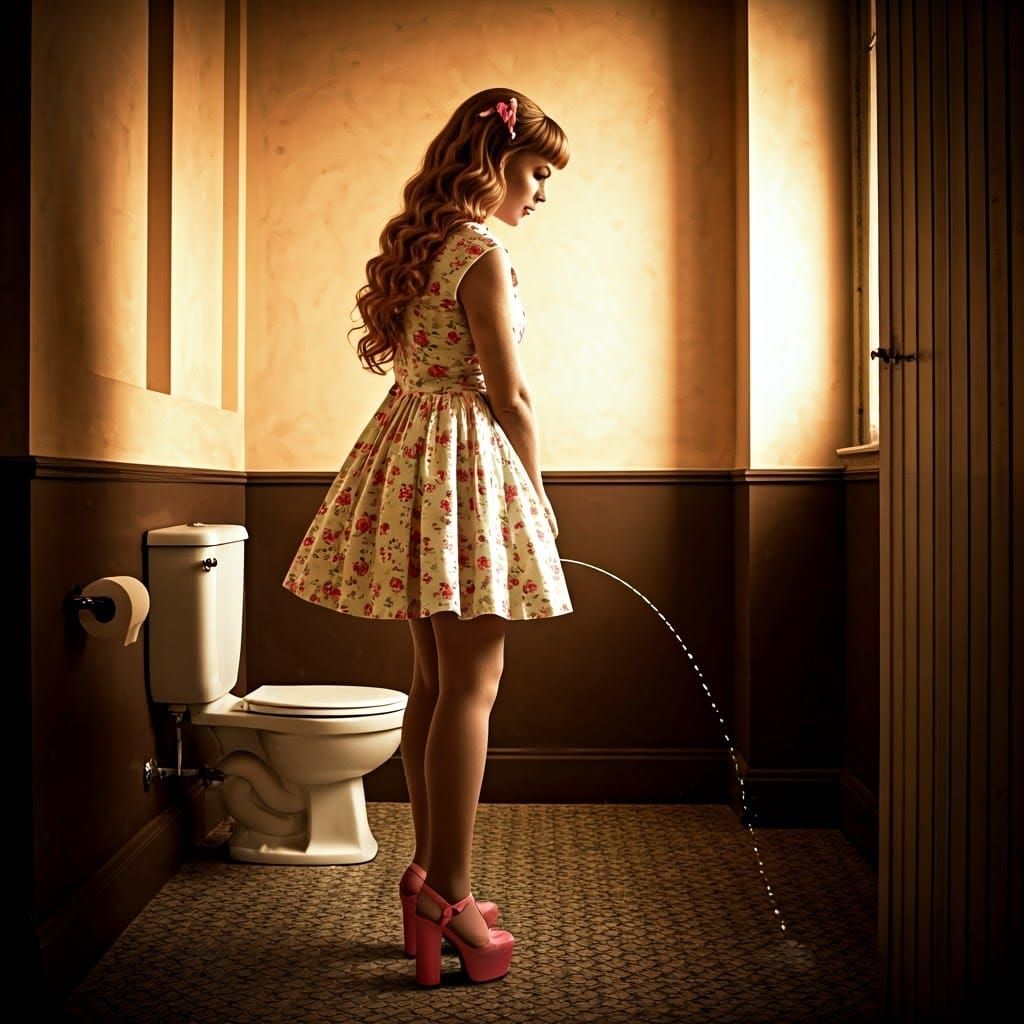 Subversive 1950s Housewife in Vintage Bathroom, Shot in Cine...
