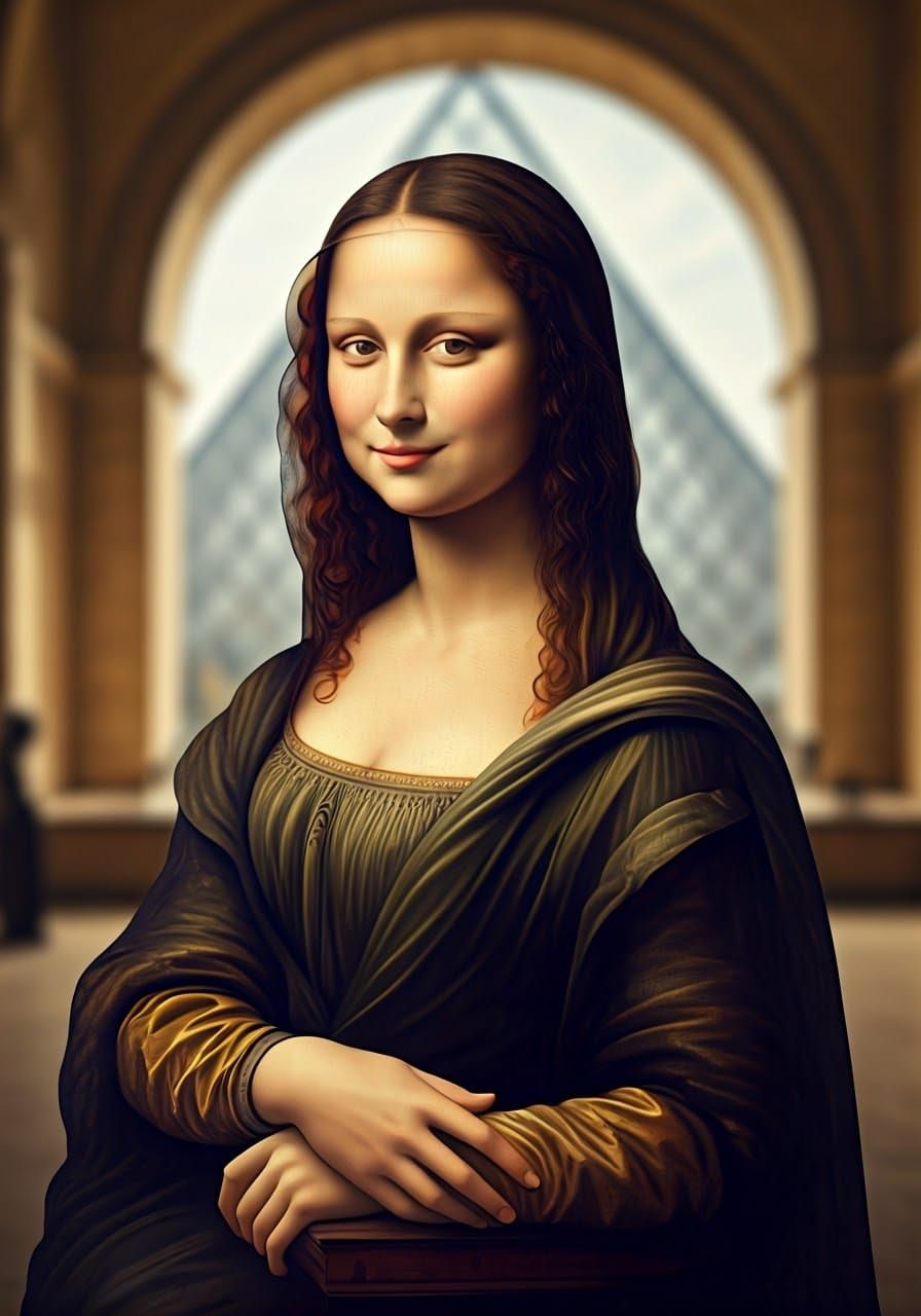 Mona Lisa Inspired Portrait in the Louvre