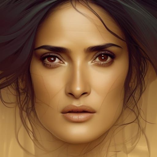 Salma Hayek Portrait in Artstation Style