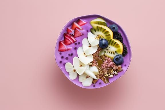 Fruity purple acai bowl