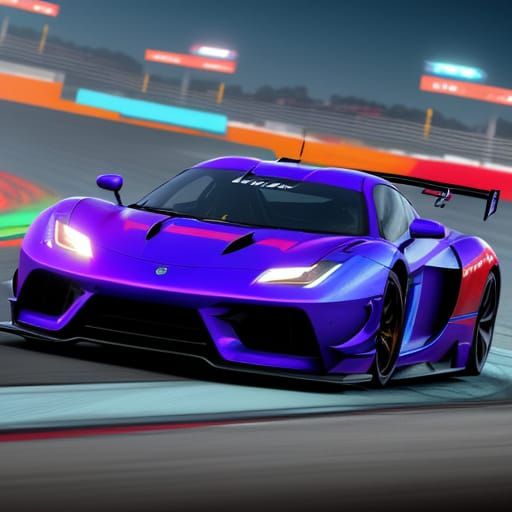 Cars Racing on Track in Vibrant Splash Art Style