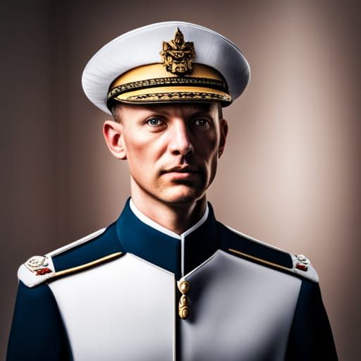 Danish Navy Officer on Ship, Hyperrealistic Photo