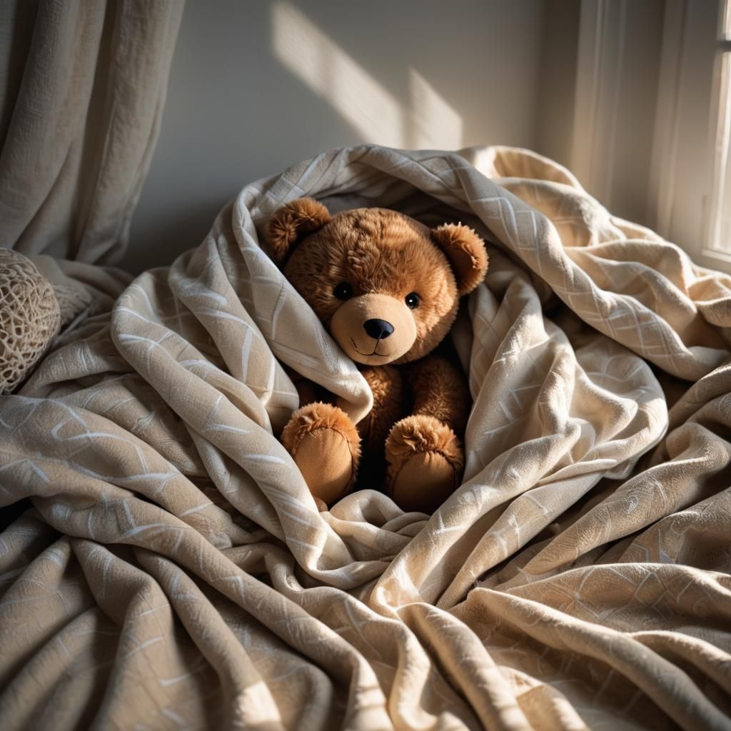 Cozy Teddy Bear Ready for Nap