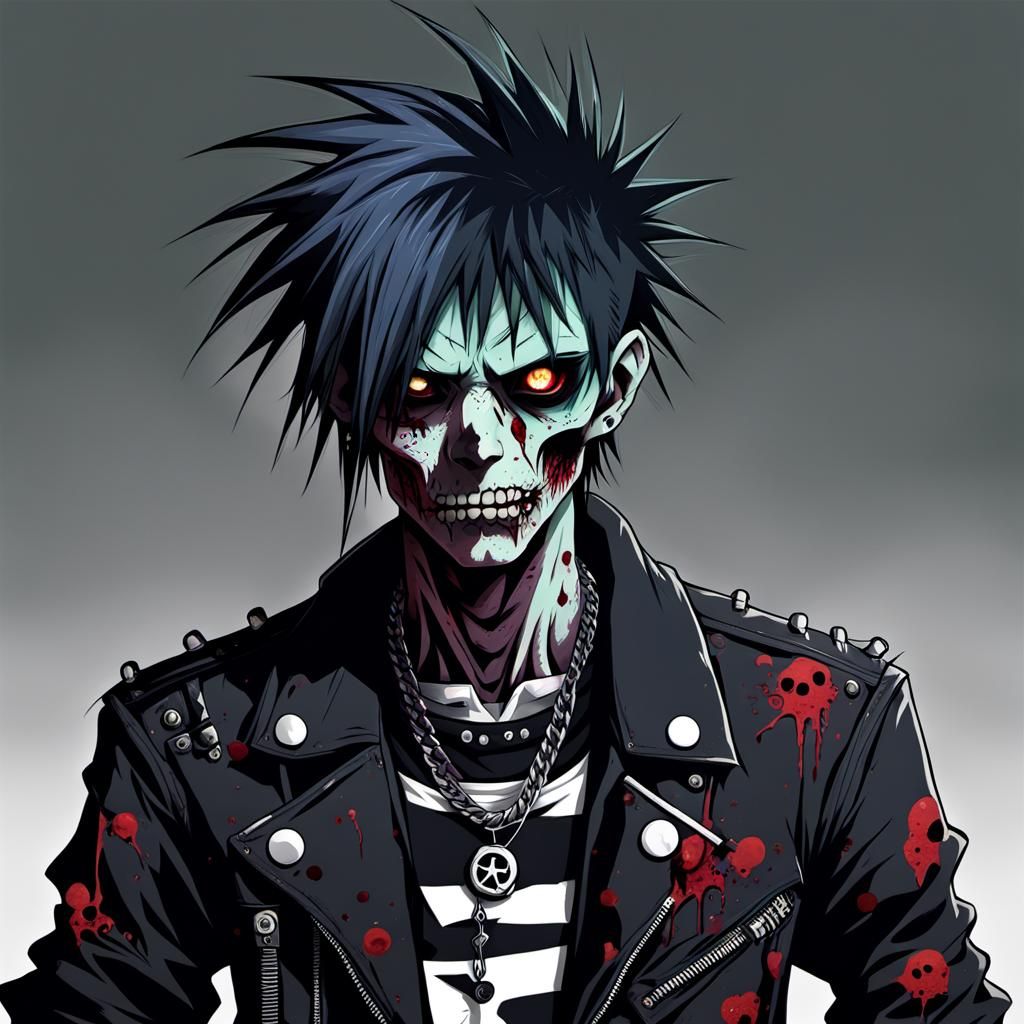 Gothic Punk Zombie as Anime Character