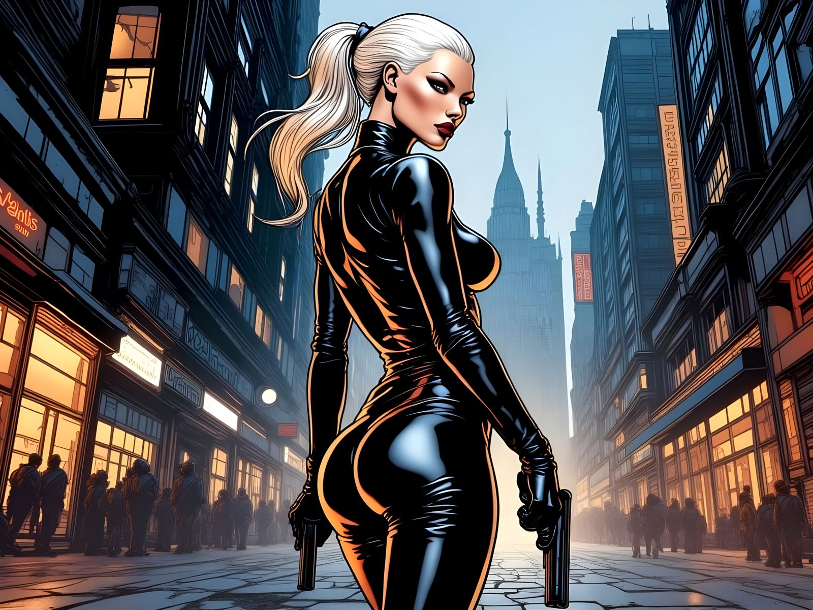 Cyberpunk-Inspired Silver Sable in Combat Mode