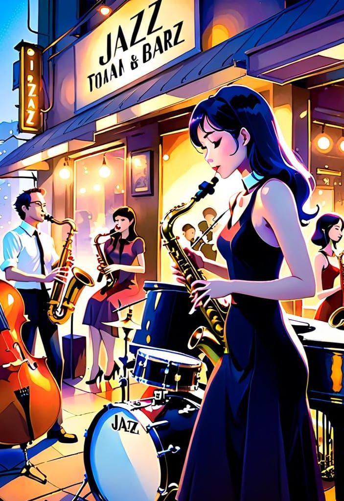 Jazz Quartet in Shibuya: Anime Key Visual