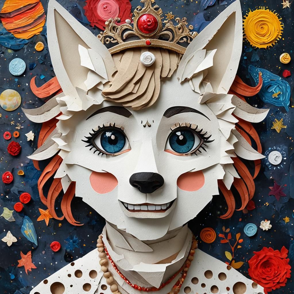 Recycled Paper Princess in Naive Art Style