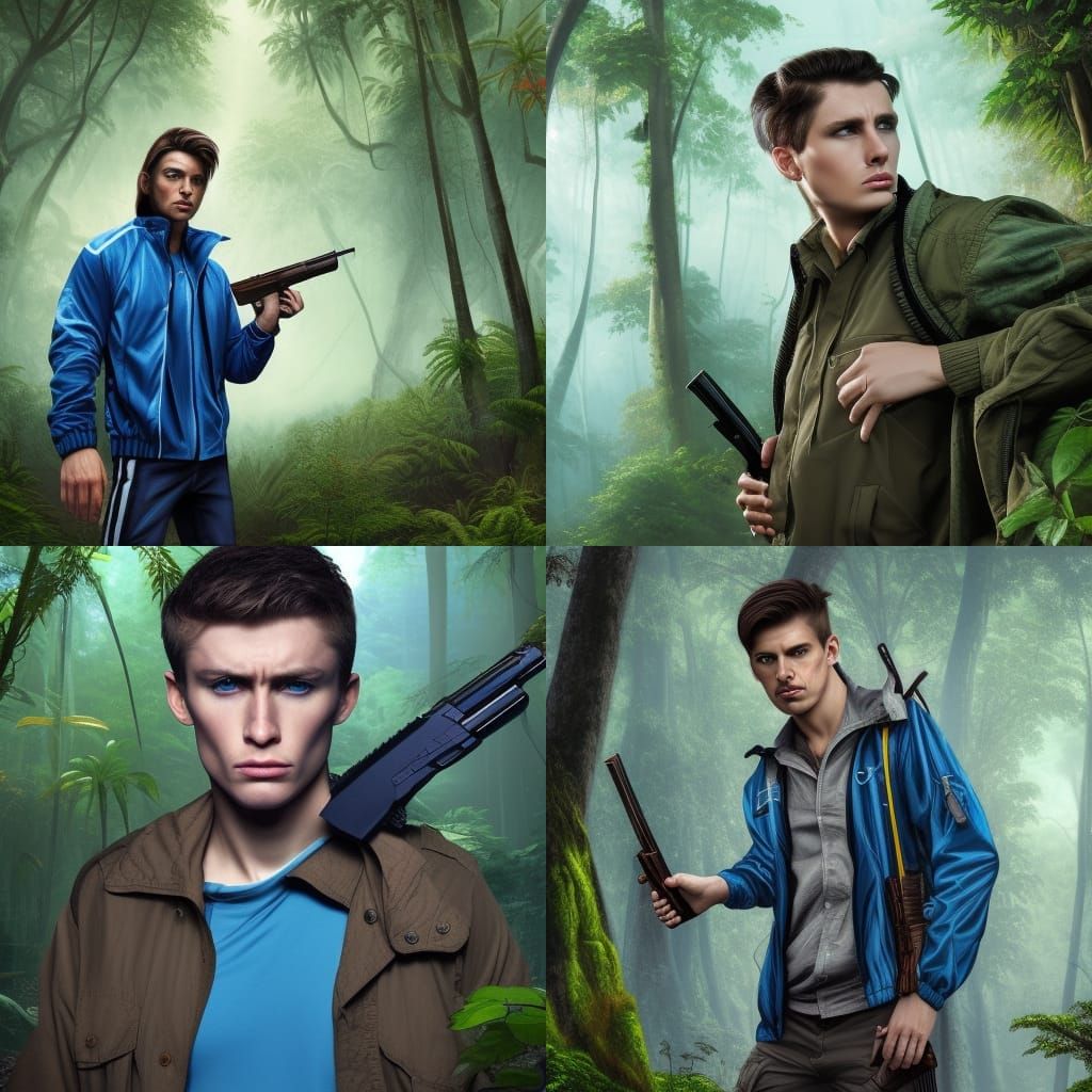 Angry Brunette in Jungle: Detailed Matte Painting