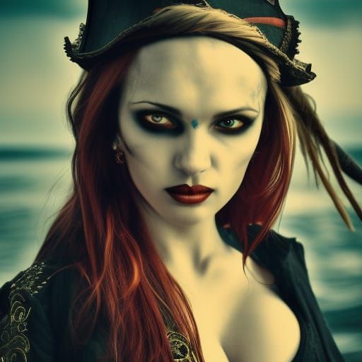 Hyperrealistic Female Pirate Vampire in Cinematic Style