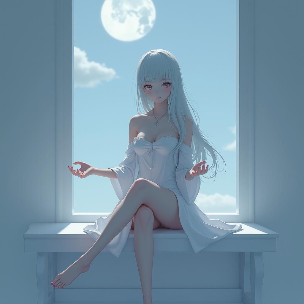 Moonlit Serenity: A 3D Anime Art Piece