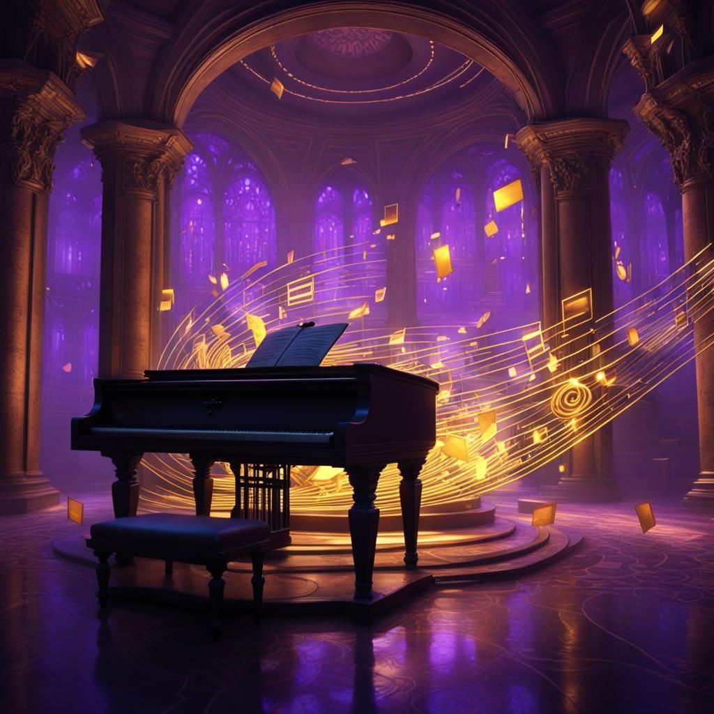 Floating Music Score in Dark Fantasy Style