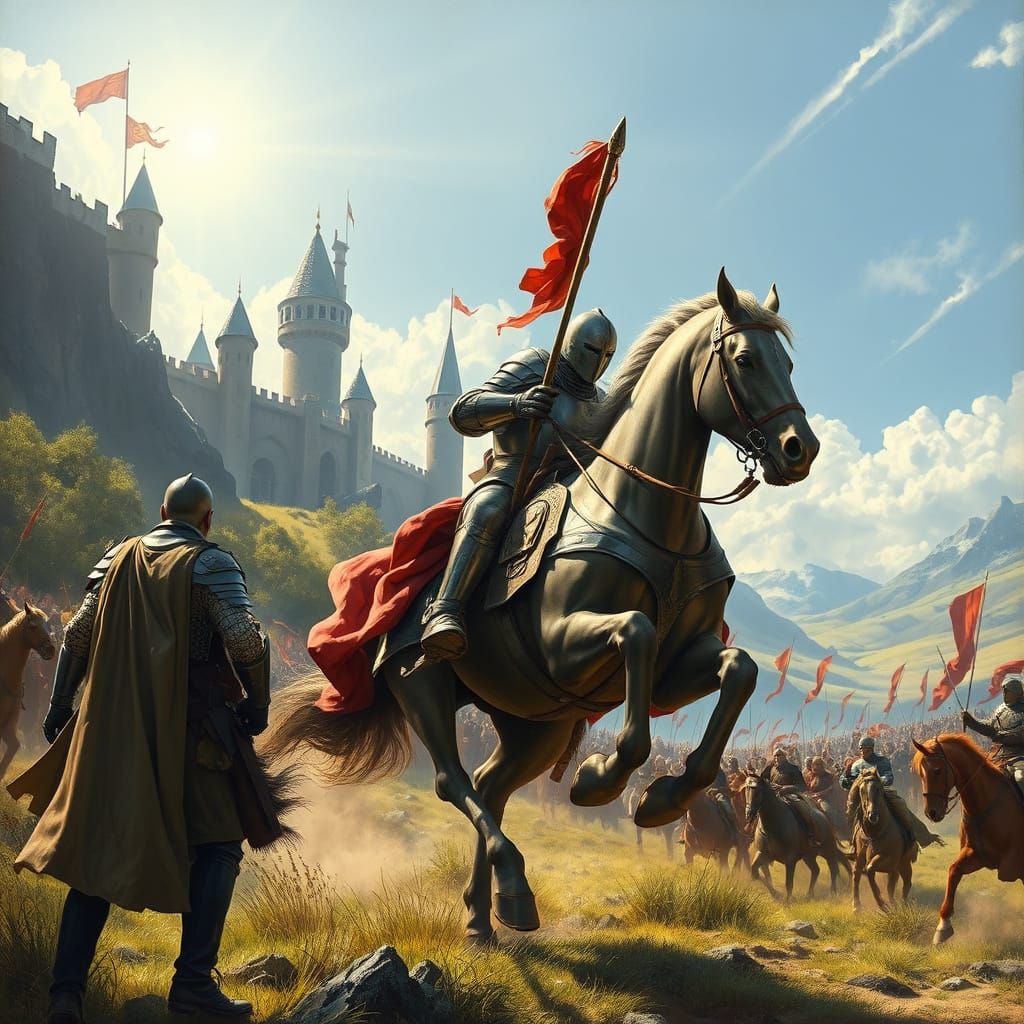 Armored Knight Jousting at King Arthur's Tournament