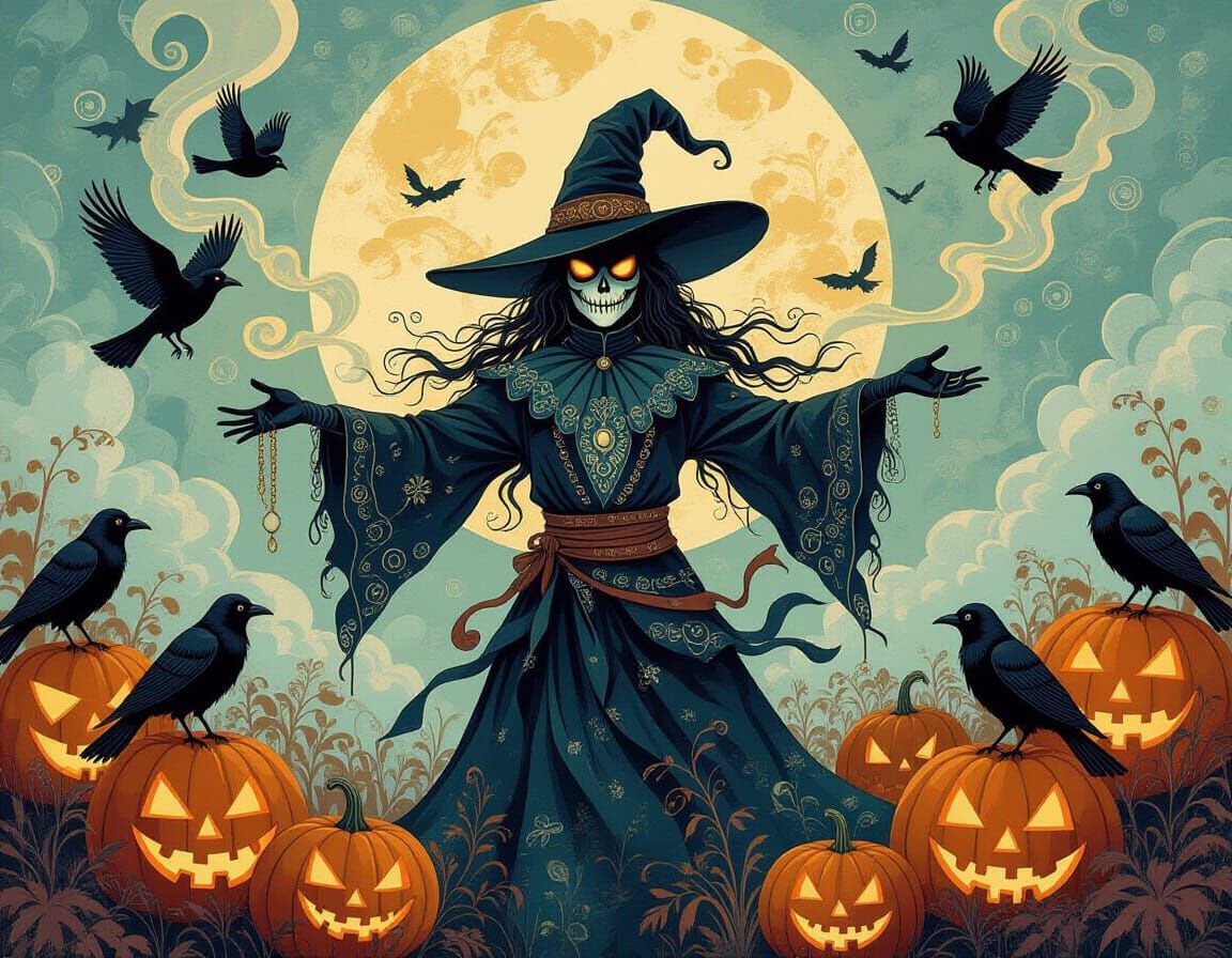 Nightmare Harvest Festival: Ethereal Scarecrow with Glowing ...
