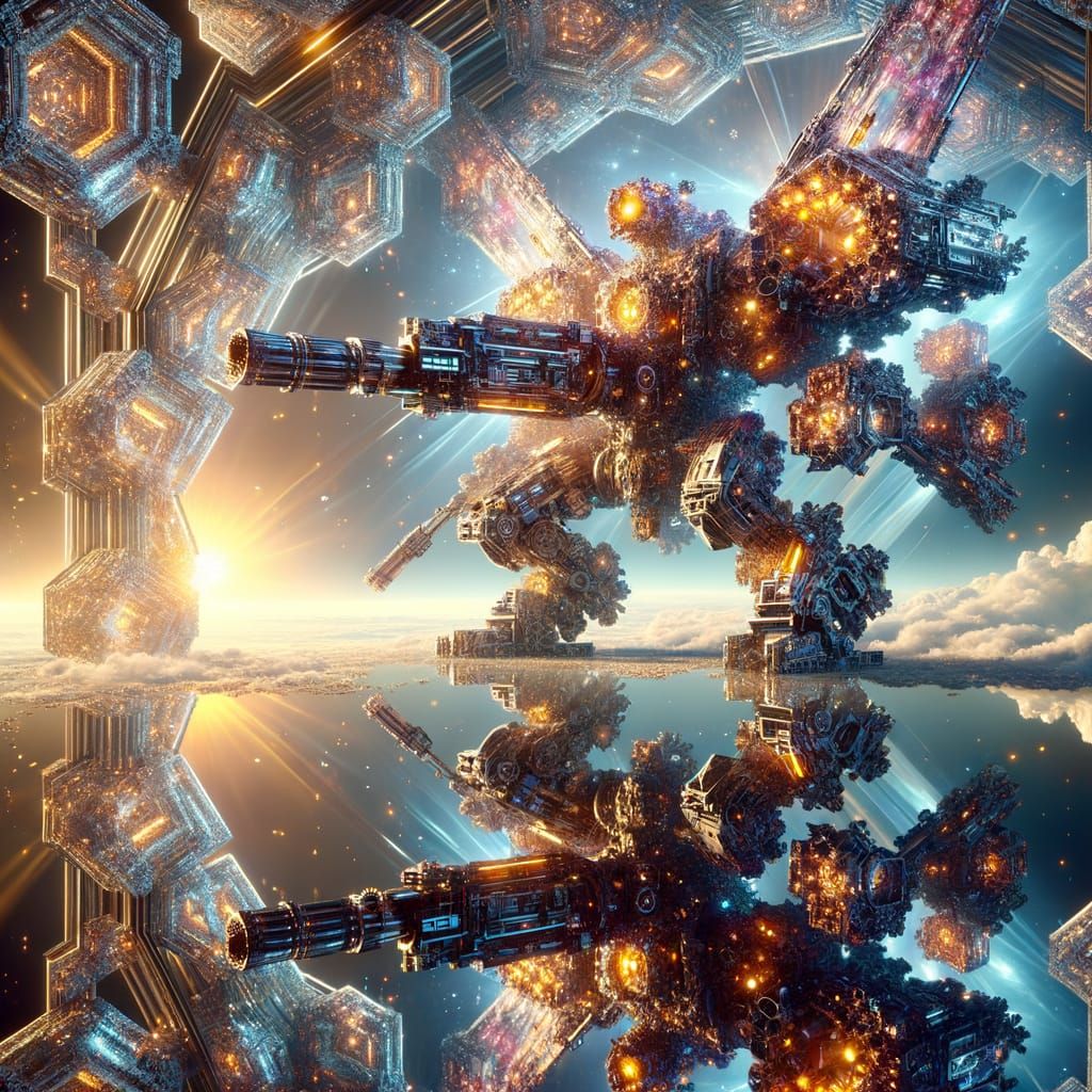 Kaleidoscopic Nanotech Battle-Mech on Alien Planet