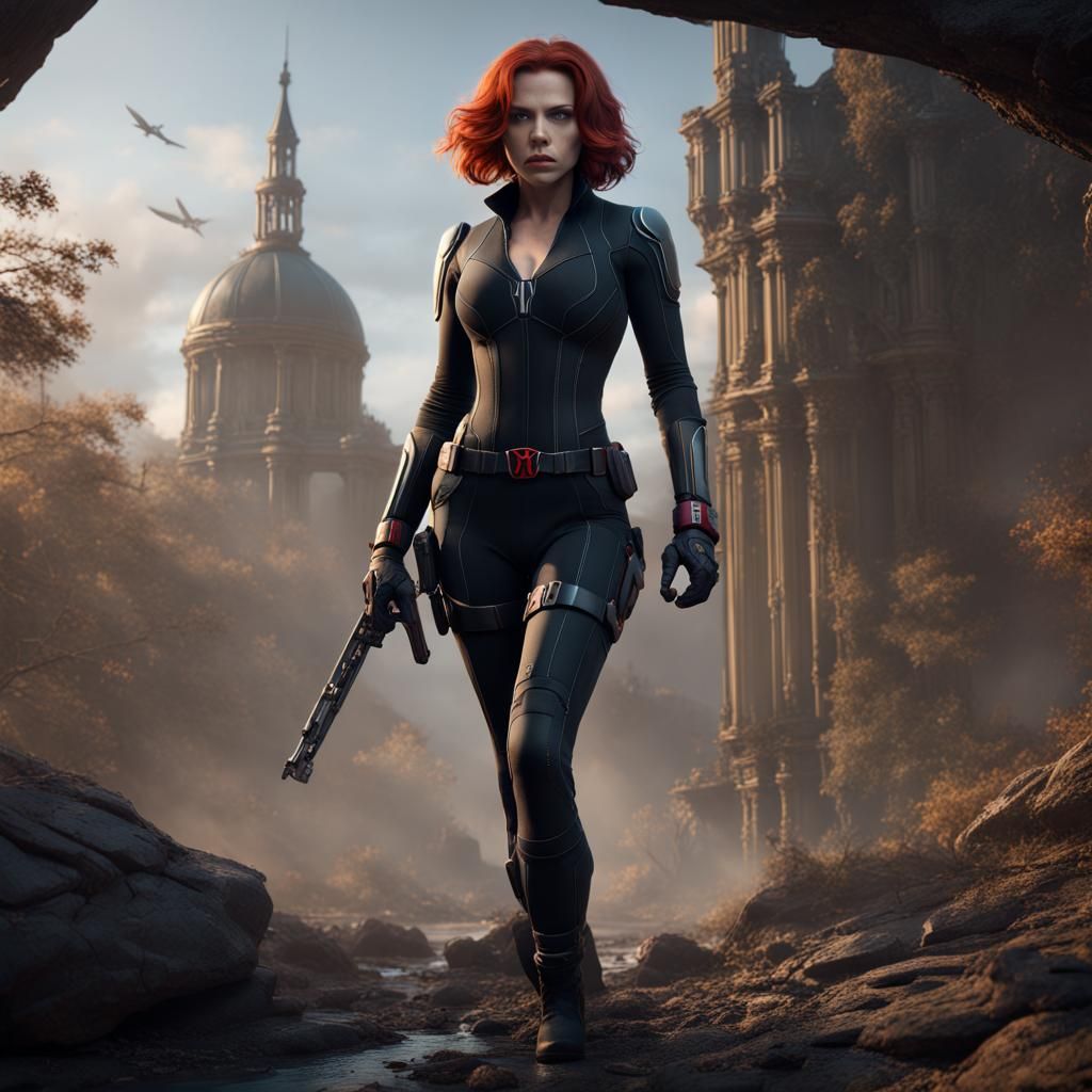 Detailed Black Widow Fantasy Concept Art