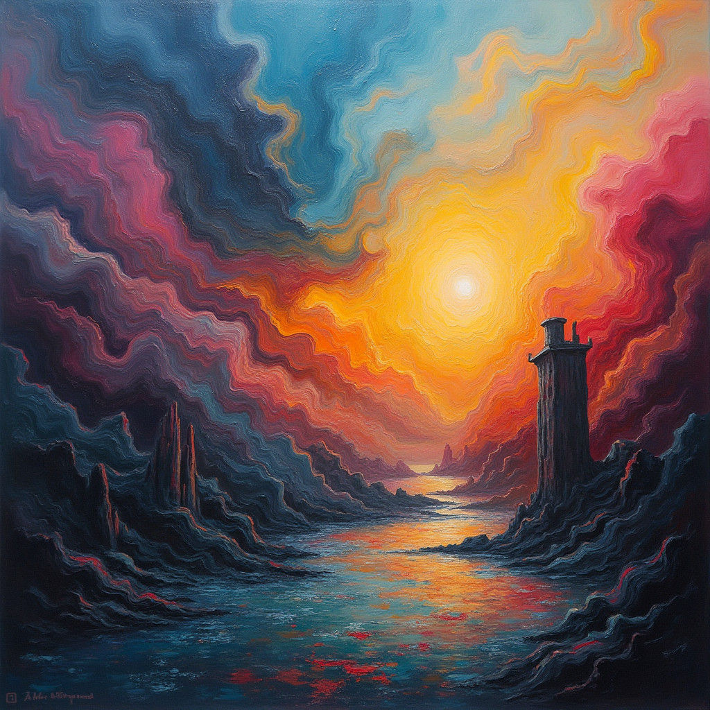 Surreal Dreamscape of Abstract Forms in Vibrant Colors