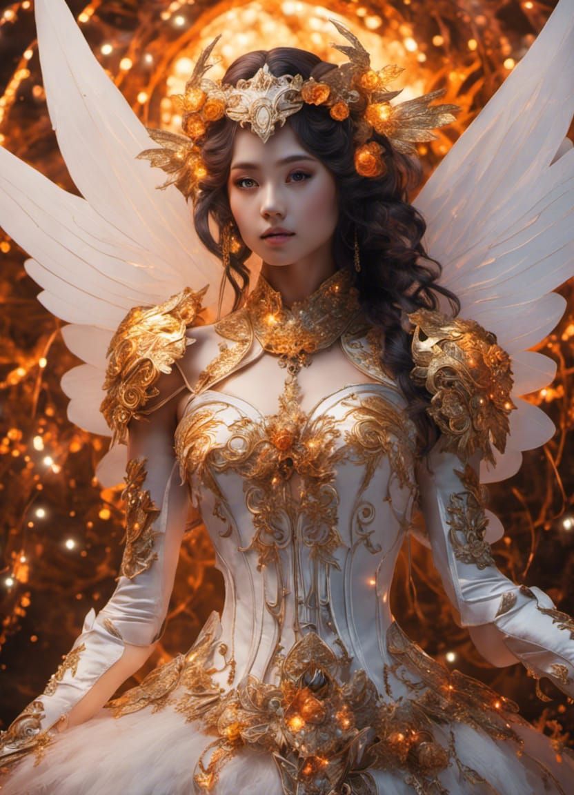 Glittering Fairy Warrior with Majestic Wings