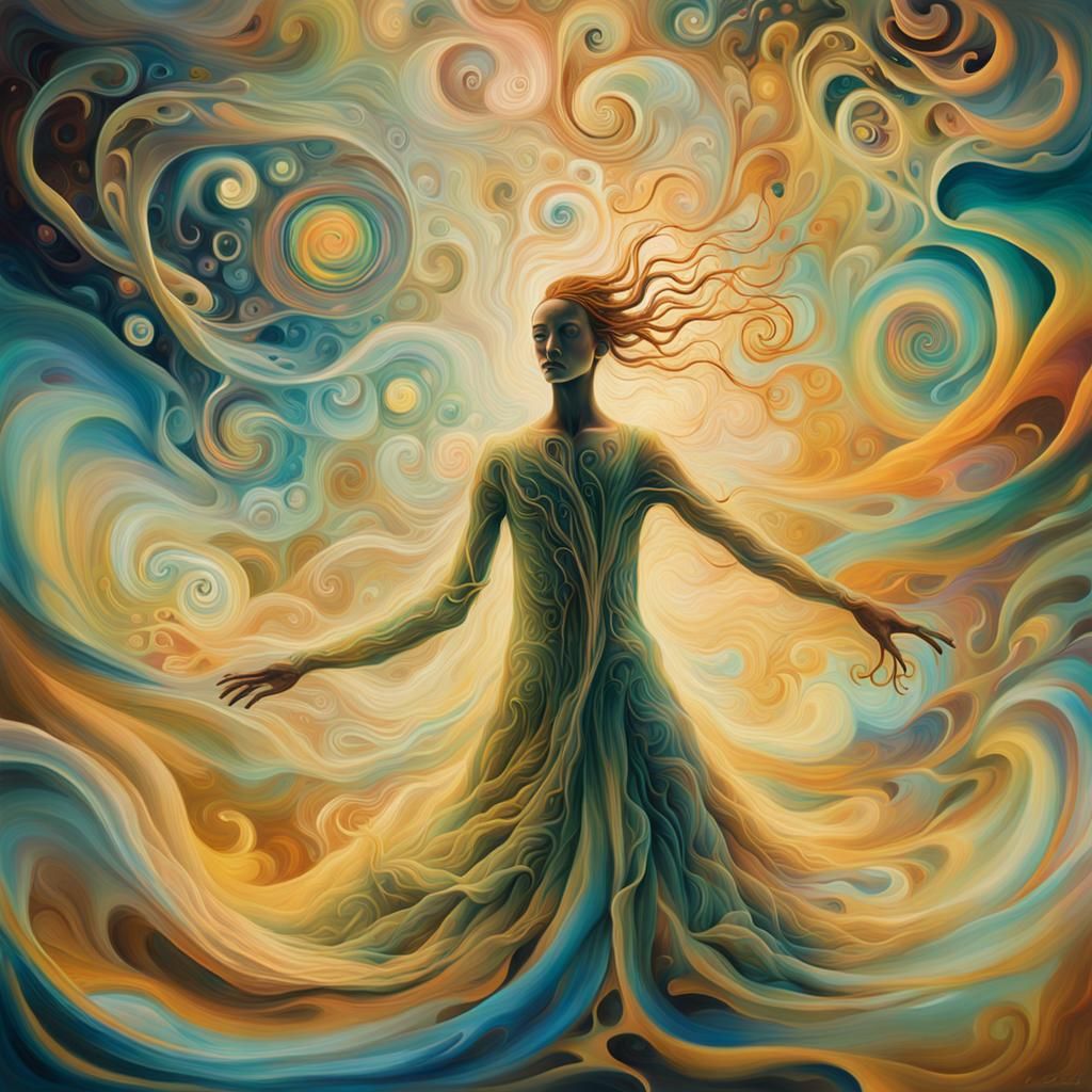 Surreal Dreamscape with Swirling Colors in Surrealist Style