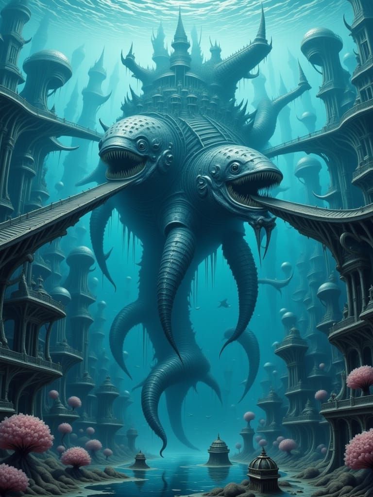 Underwater Arcology in an Oil Painting Style