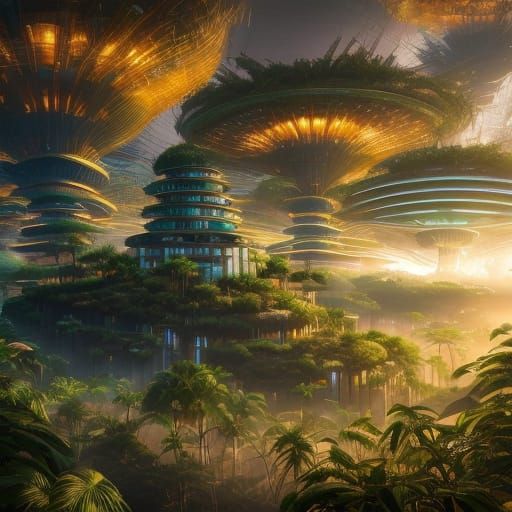 Surreal Eco City Glows with Sustainable Harmony in Ultra Rea...