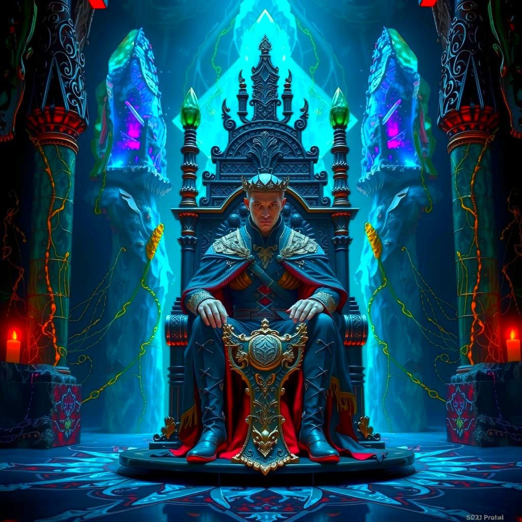 Machiavellian Monarch in Regal Obsidian and Gold Throne