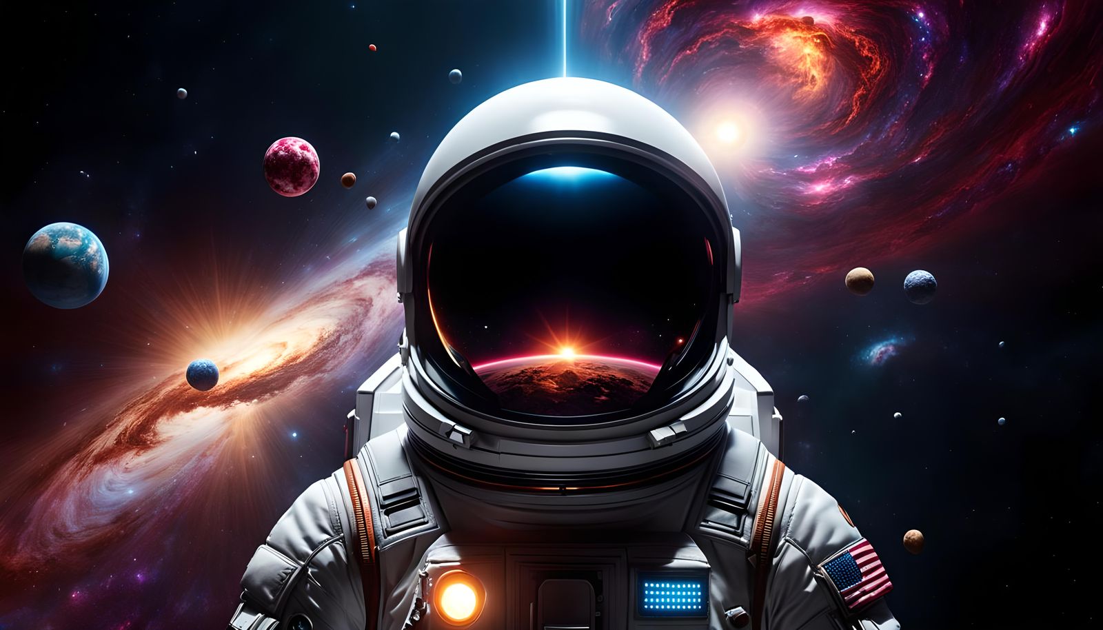 Astronaut in Dark Cosmic Void, Hyperrealistic Candy Art