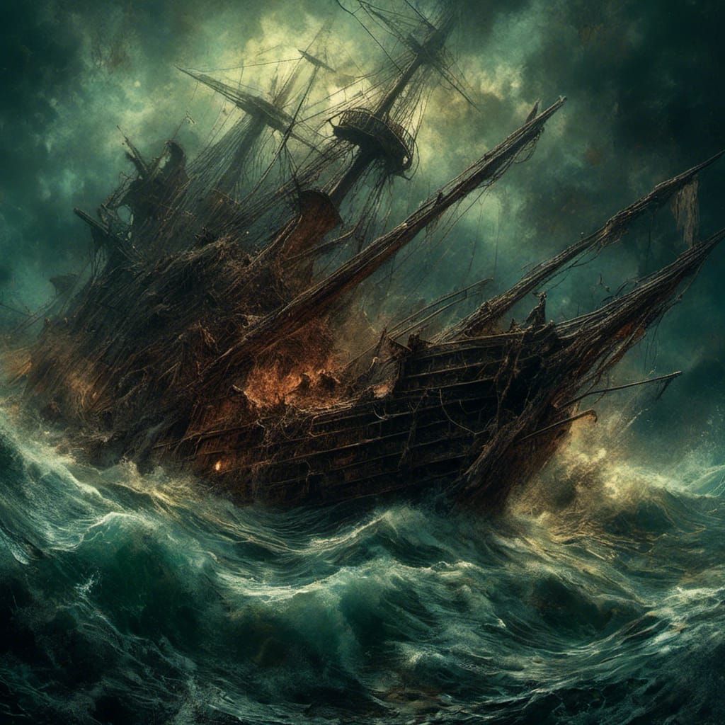 Realistic Kraken Attacks Ship in Rough Seas