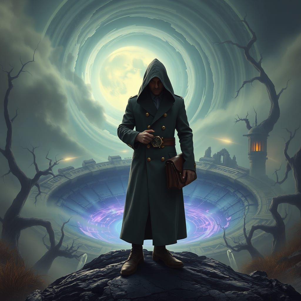 The Time Traveler in a Futuristic Dreamscape