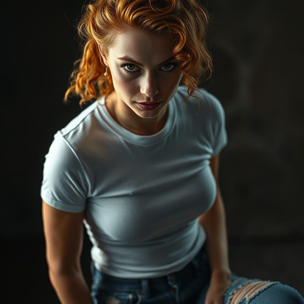 Ginger Beauty in Moody Cinematic Style