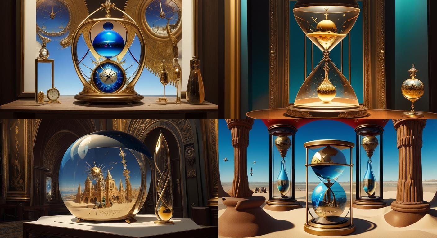 Surreal Hourglass in Salvador Dali Style