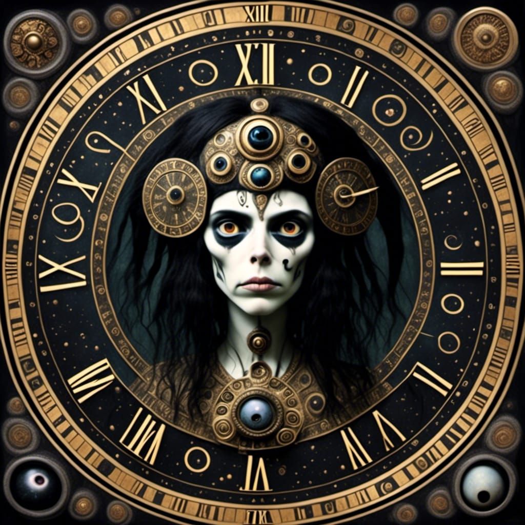 Sinister Clock Face with Demonic Eyes