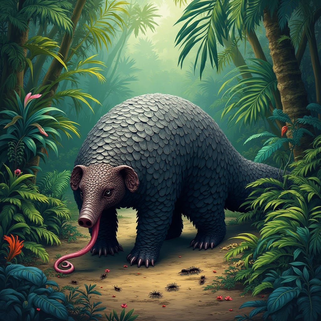 Majestic Pangolin in Lush Tropical Jungle