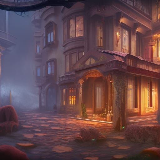 Fantastical Hell Hotel Concept Art in Deep Color