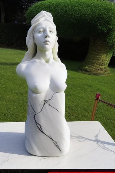Marble Sculpture: Woman and Tree in Hyperrealism