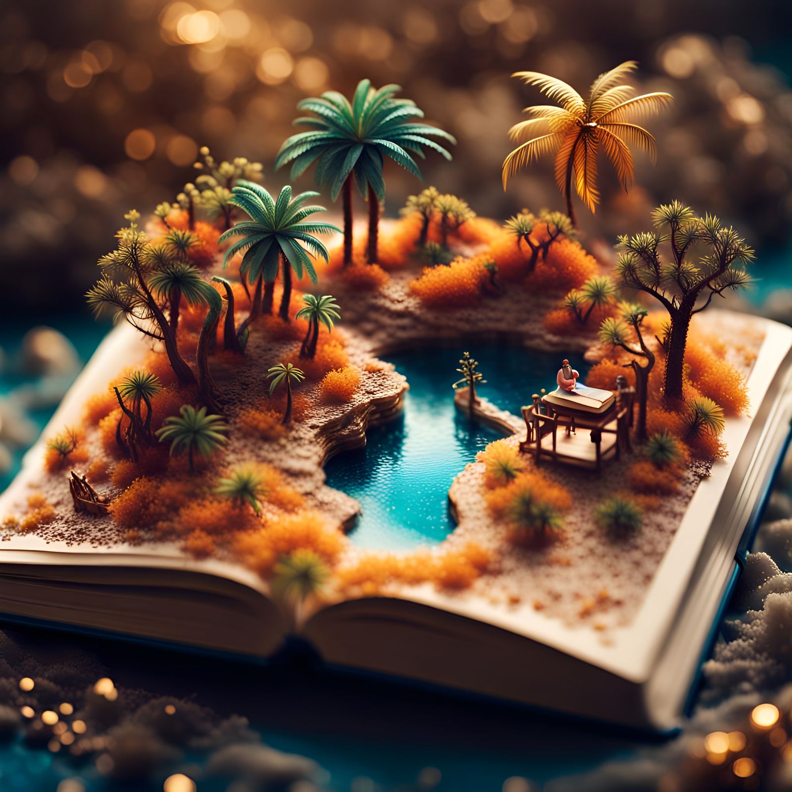Miniature Desert Island Rises from Book