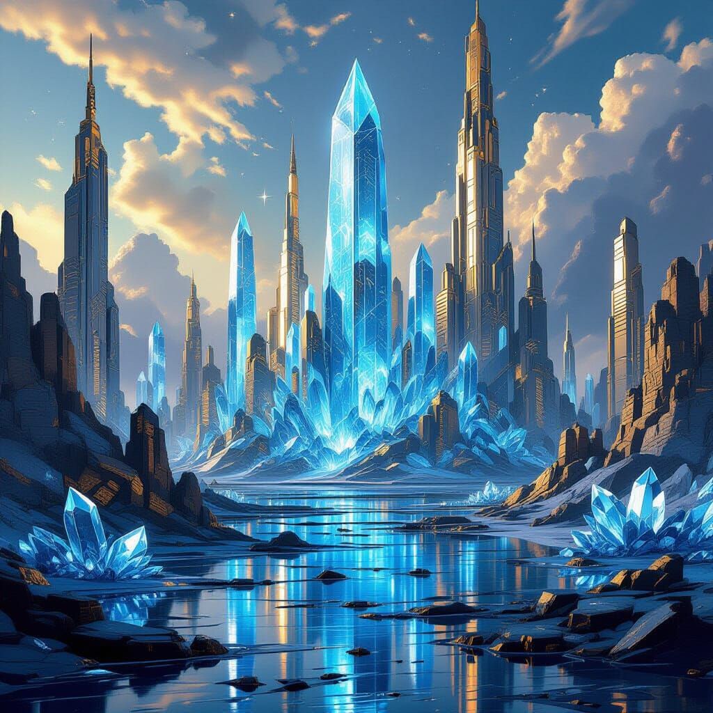 Cybertronian Metallic Landscape with Crystalline Spires