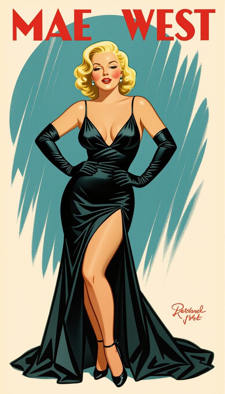 Glamorous Pin-Up Style Portrait of Mae West