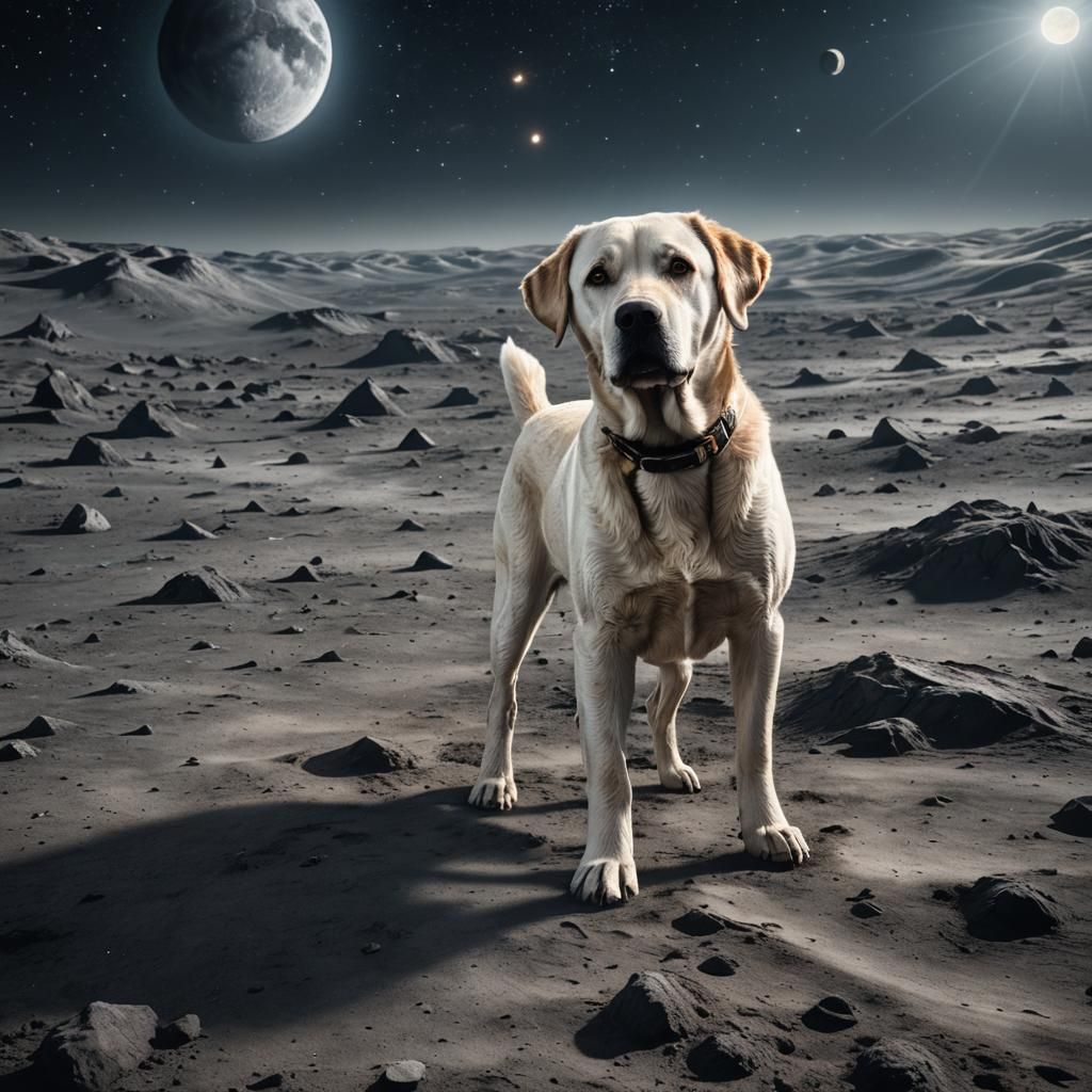 Labrador Dog Astronaut on the Moon in Digital Art