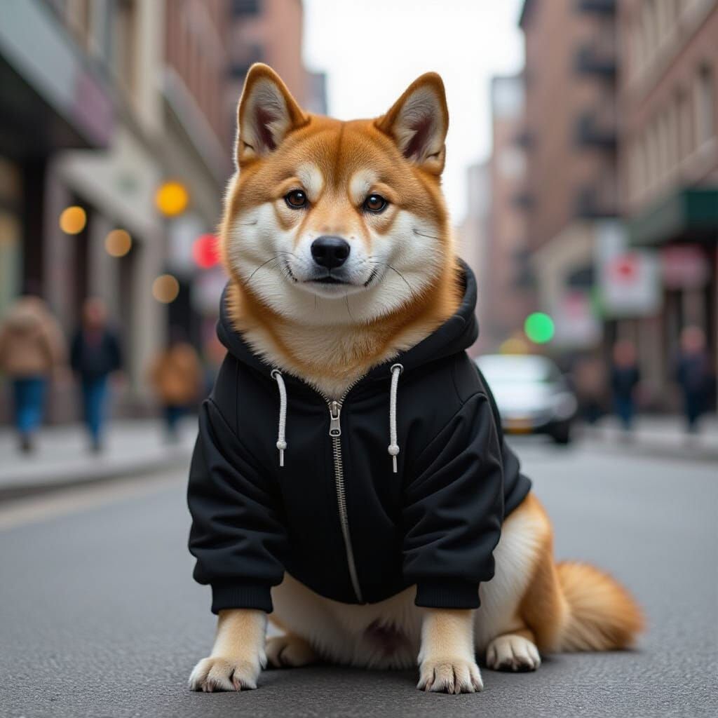 Doge-Man Poses in a Squatting Stance