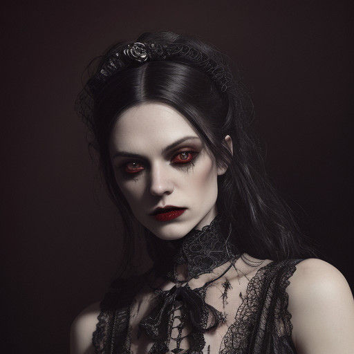 Ethereal Vampire Portrayed in Victorian Elegance with a Haun...